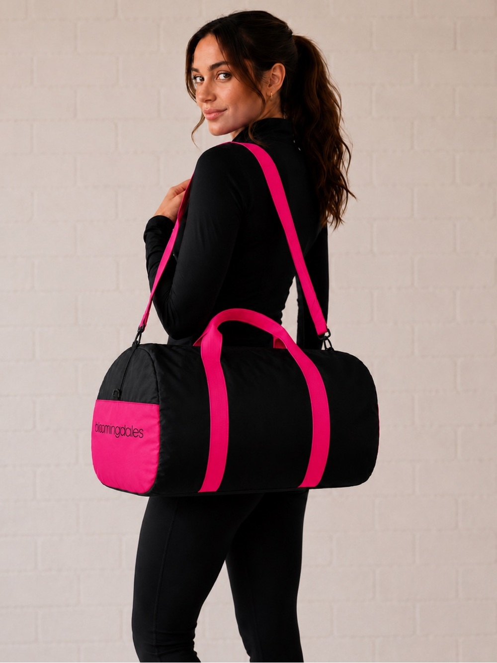 Pink Black Duffel Gym Travel Bag Bloomingdale’s Weekender Carry On